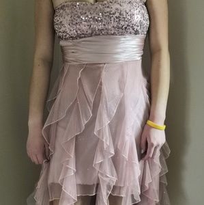 Dusty rose high low prom dress